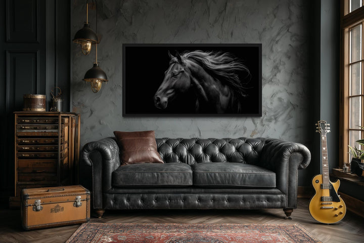 Black Horse Extra Large Framed Canvas Wall Art