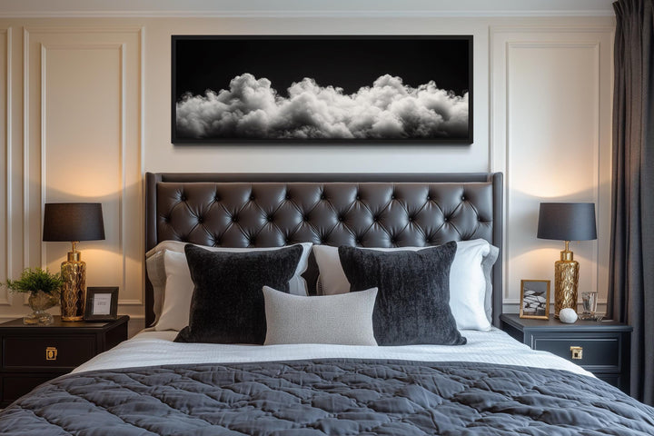Black and White Cloud Long Narrow Over Bed Wall Art