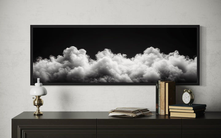 Black and White Cloud Long Narrow Over Bed Wall Art
