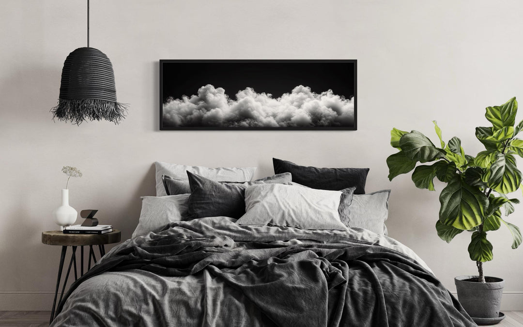 Black and White Cloud Long Narrow Over Bed Wall Art