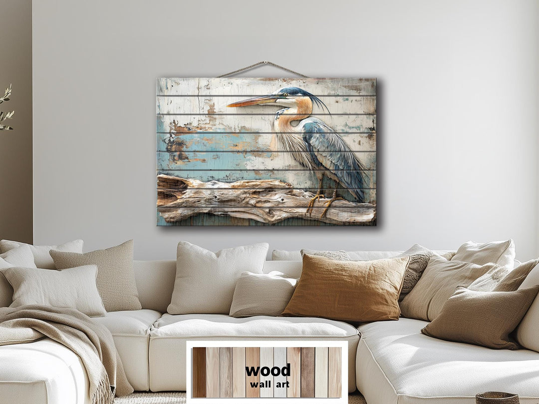 Blue Heron Wood Wall Art