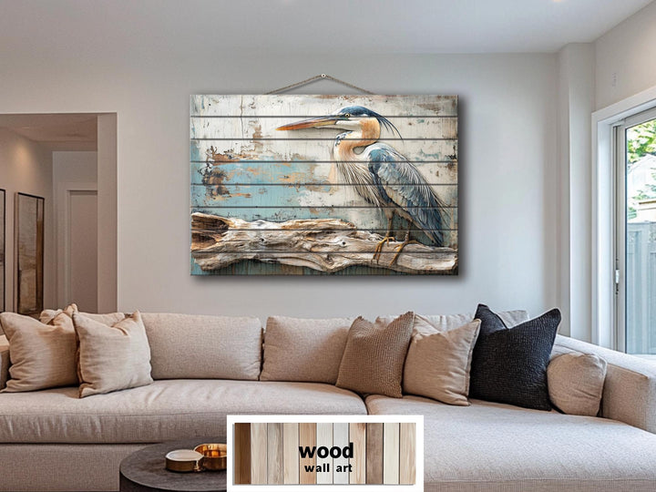 Blue Heron Wood Wall Art