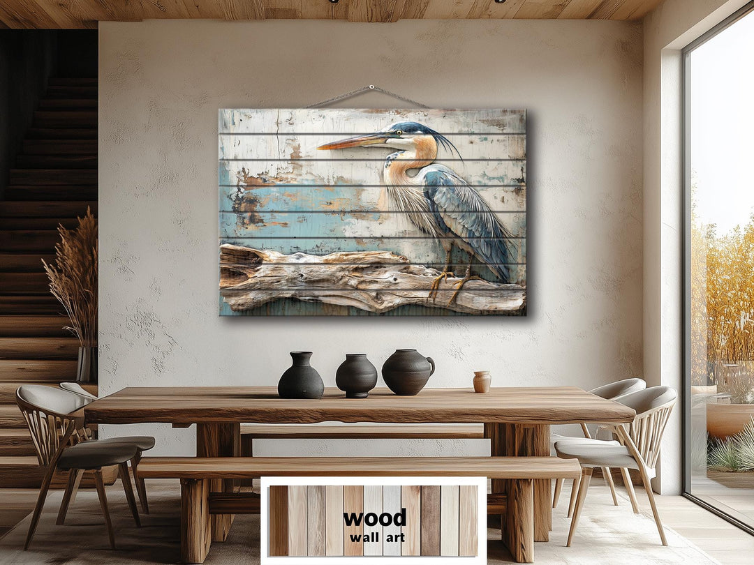 Blue Heron Wood Wall Art