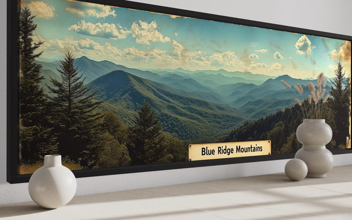 Blue Ridge Mountains Long Horizontal Framed Canvas Wall Art