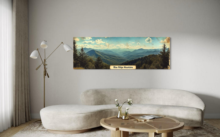 Blue Ridge Mountains Long Horizontal Framed Canvas Wall Art