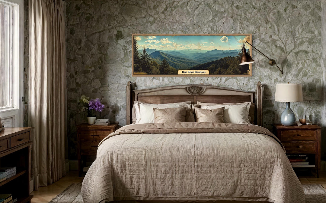 Blue Ridge Mountains Long Horizontal Framed Canvas Wall Art