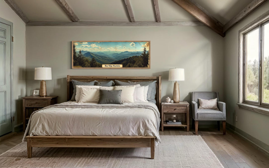 Blue Ridge Mountains Long Horizontal Framed Canvas Wall Art