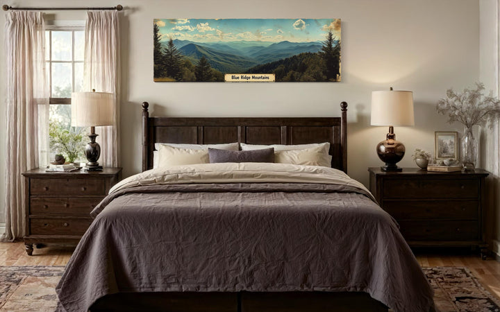 Blue Ridge Mountains Long Horizontal Framed Canvas Wall Art