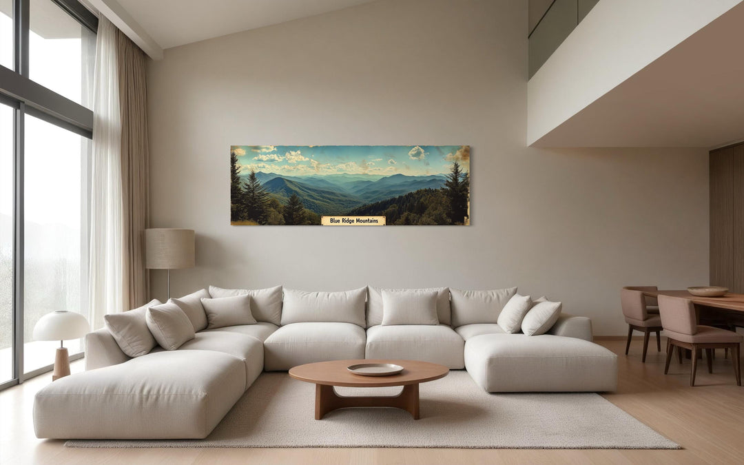 Blue Ridge Mountains Long Horizontal Framed Canvas Wall Art