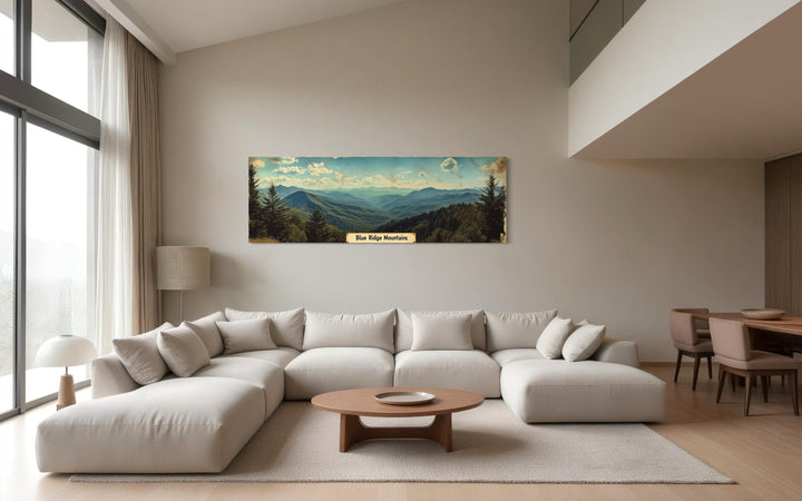 Blue Ridge Mountains Long Horizontal Framed Canvas Wall Art