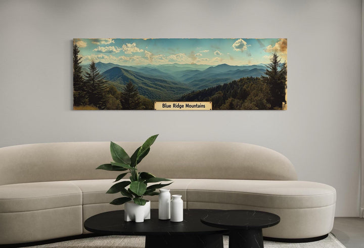 Blue Ridge Mountains Long Horizontal Framed Canvas Wall Art