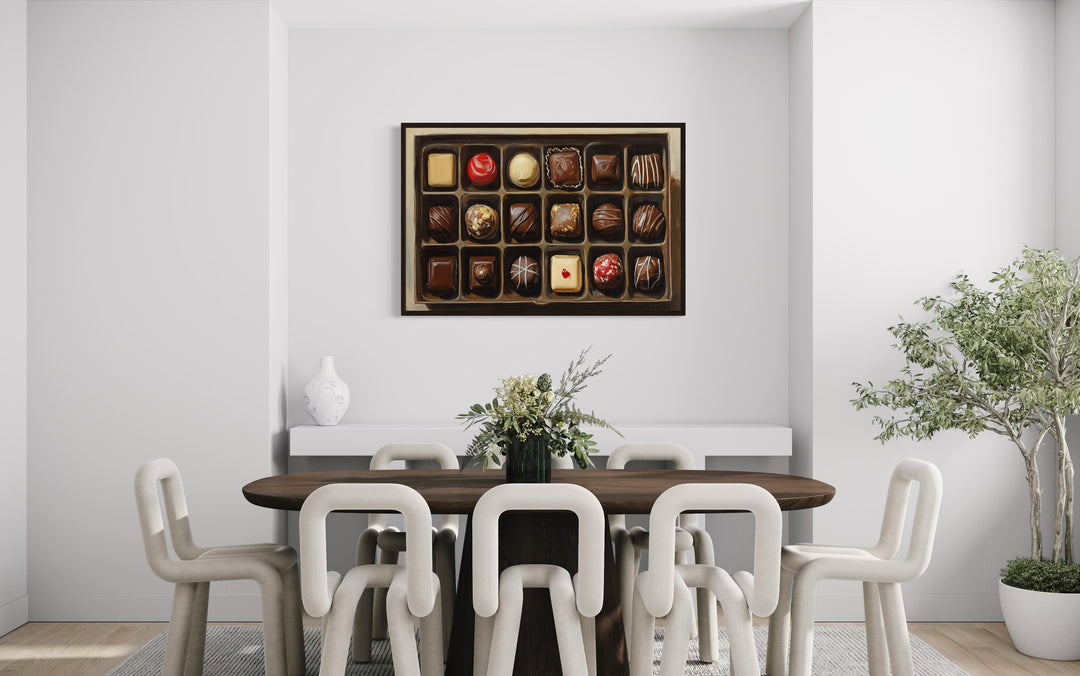 Box Of Chocolate Candy Framed Canvas Wall Art For Kitchen Decor