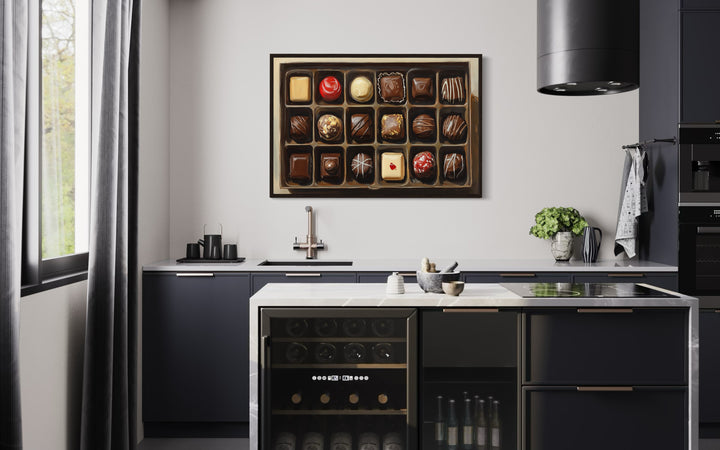 Box Of Chocolate Candy Framed Canvas Wall Art For Kitchen Decor