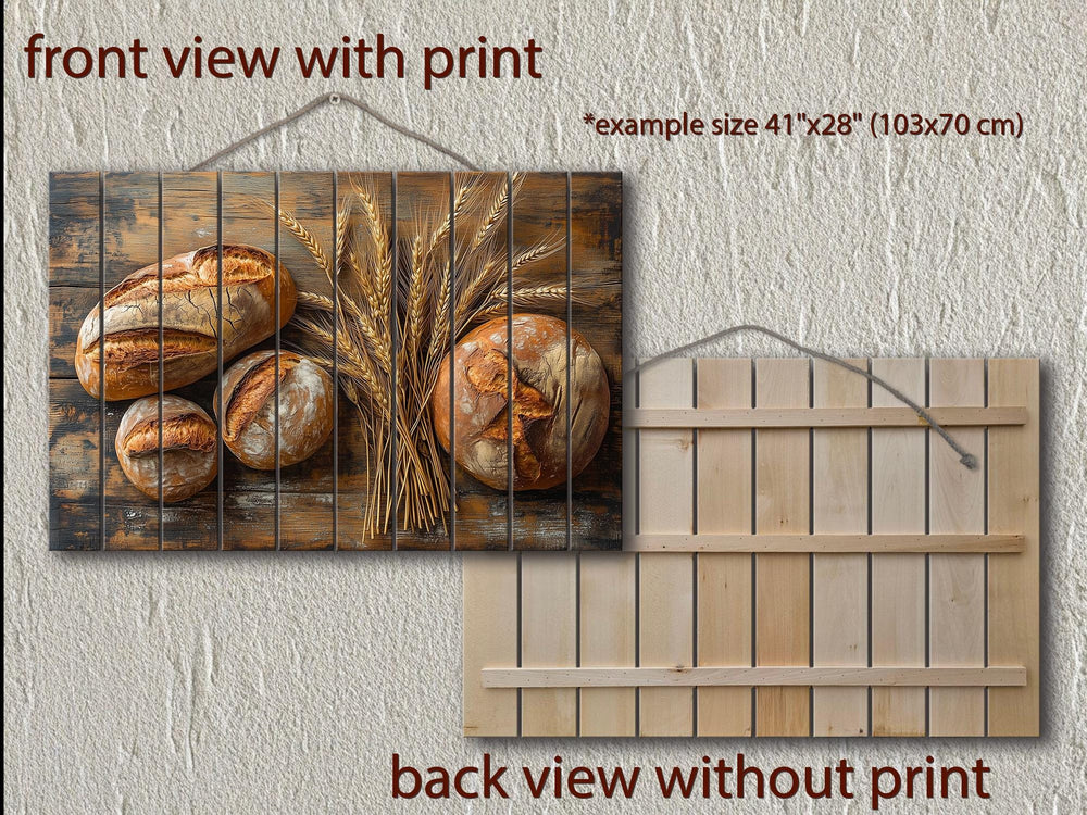 Bread and Wheat Real Wood Wall Art For Rustic Farmhouse Dining Room Or Kitchen Decor