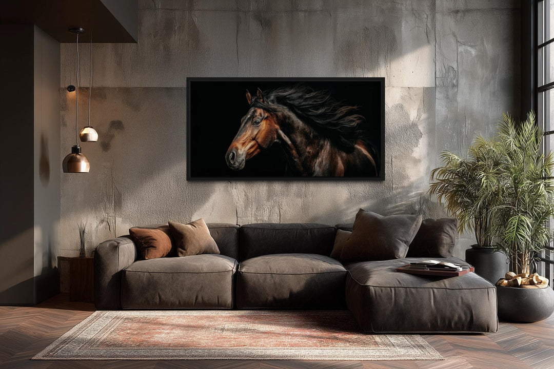 Brown Horse Extra Large Framed Canvas Wall Art