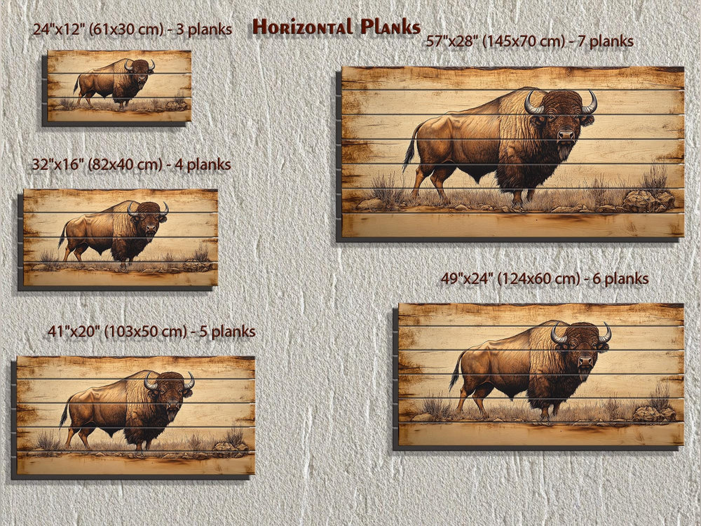 Buffalo Real Wood Wall Art Western Decor for Office or Man Cave