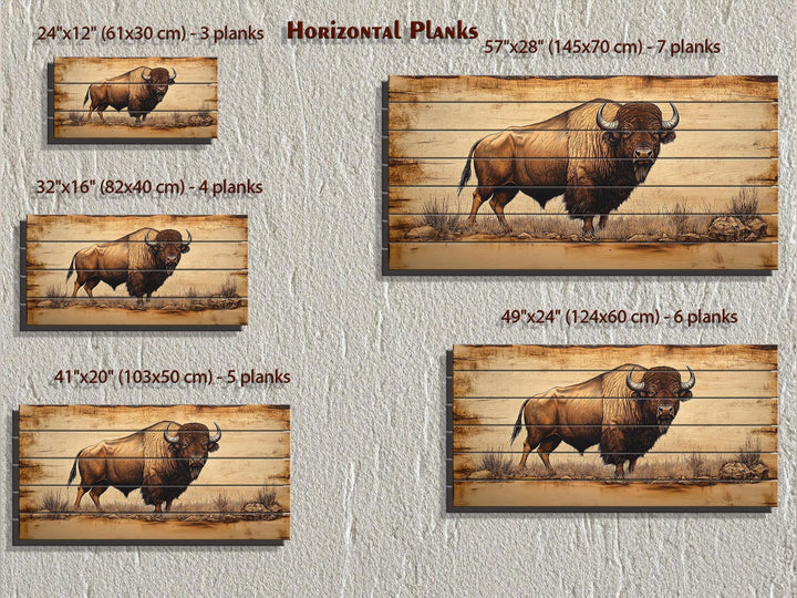 Buffalo Real Wood Wall Art Western Decor for Office or Man Cave