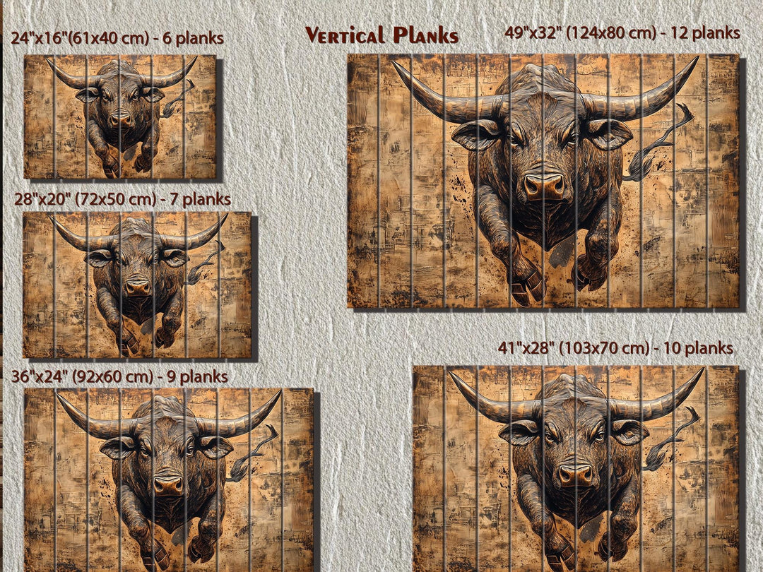 Charging Bull Real Wood Wall Art For Man Cave Or Office Decor