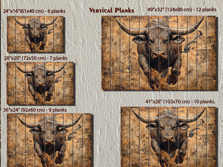 Charging Bull Real Wood Wall Art For Man Cave Or Office Decor