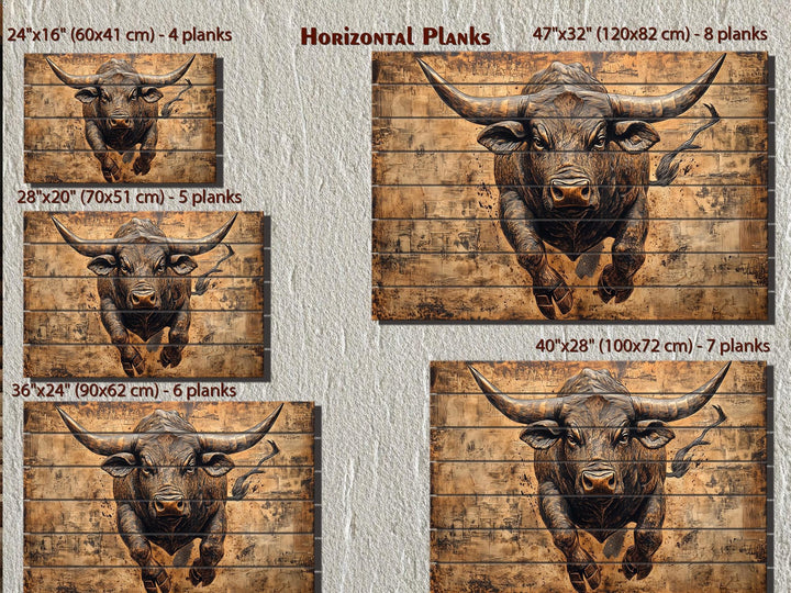 Charging Bull Real Wood Wall Art For Man Cave Or Office Decor