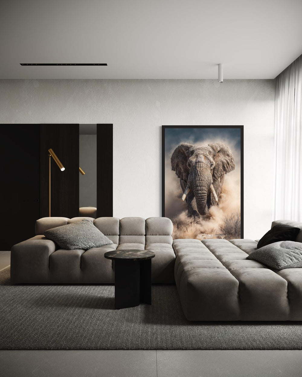 Charging Elephant Photography Style Wall Art