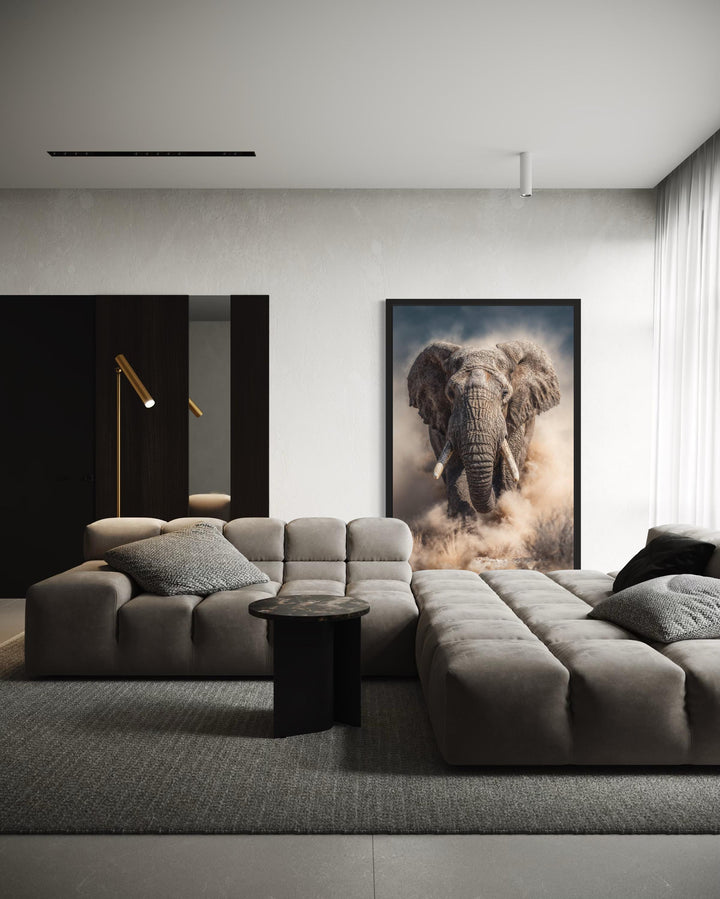 Charging Elephant Photography Style Wall Art