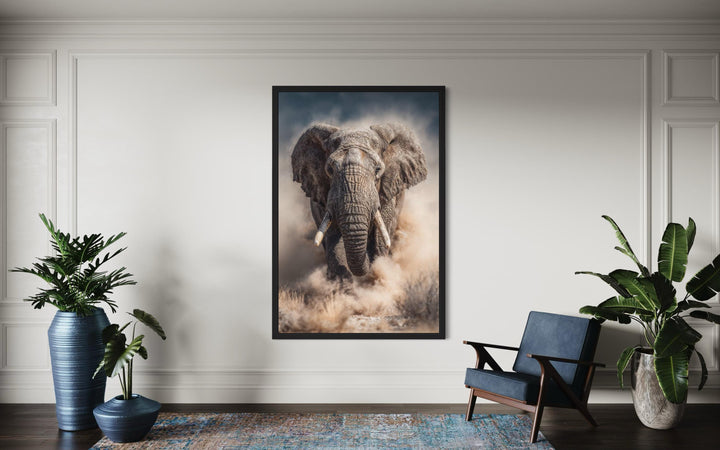 Charging Elephant Photography Style Wall Art
