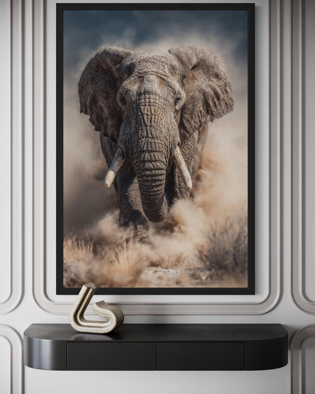 Charging Elephant Photography Style Wall Art