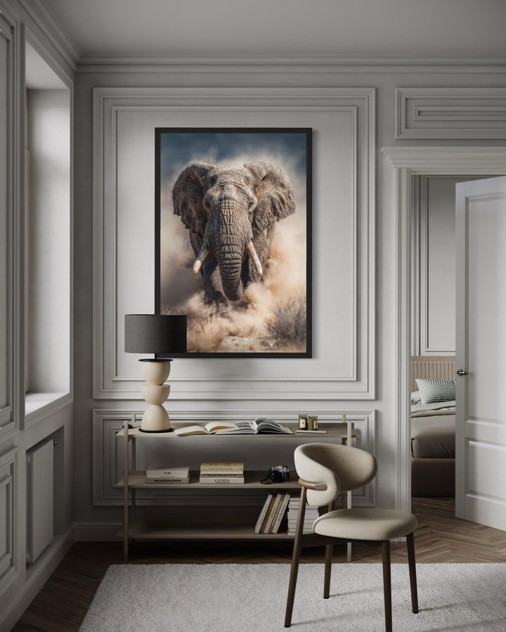 Charging Elephant Photography Style Wall Art