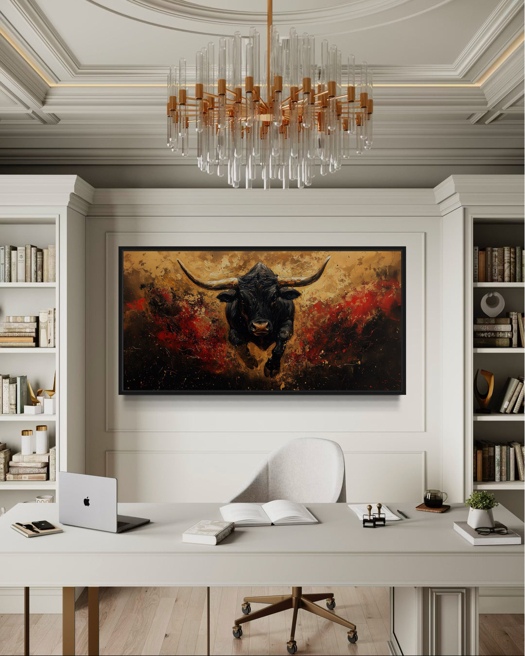 Charging Spanish Fighting Bull -Toro Bravo Corrida Framed Canvas Wall Art