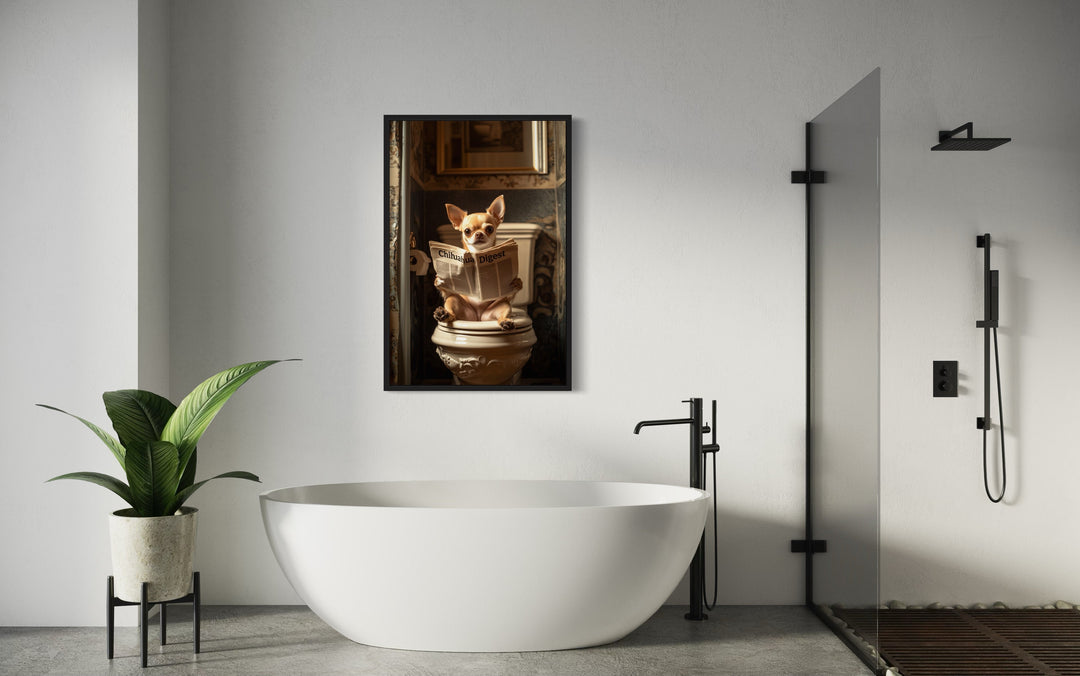 Chihuahua On The Toilet Reading Newspaper Picture