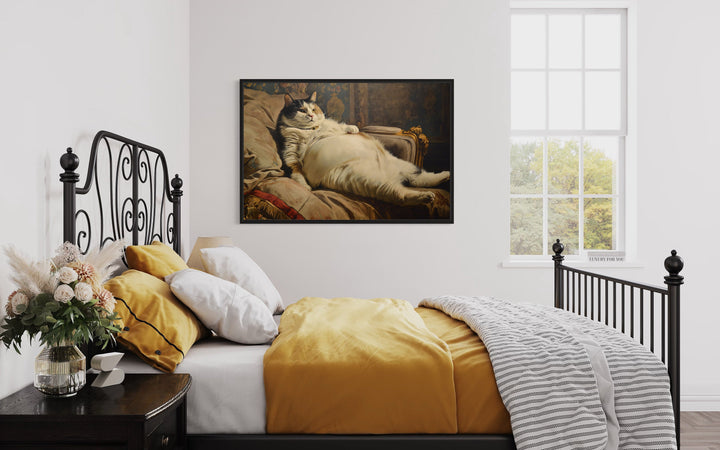 Chubby Fat Cat Victorian Portrait Framed Canvas Wall Art