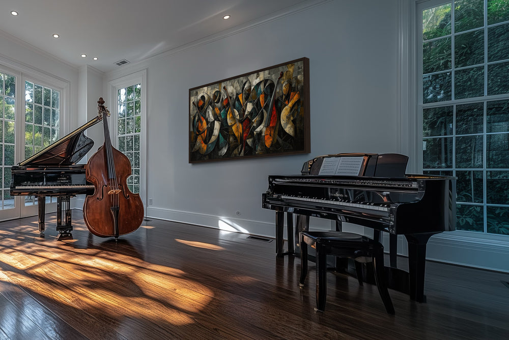 Colorful Jazz Band Abstract Painting Music Canvas Wall Art