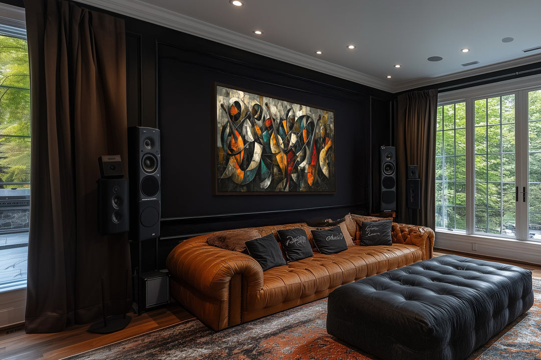 Colorful Jazz Band Abstract Painting Music Canvas Wall Art