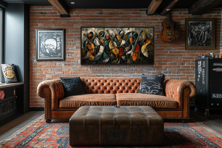 Colorful Jazz Band Abstract Painting Music Canvas Wall Art