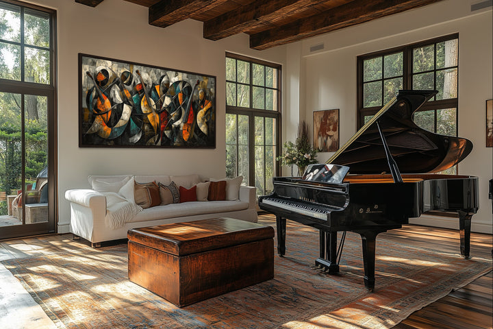 Colorful Jazz Band Abstract Painting Music Canvas Wall Art