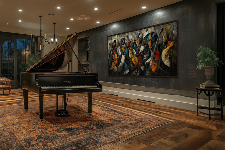 Colorful Jazz Band Abstract Painting Music Canvas Wall Art