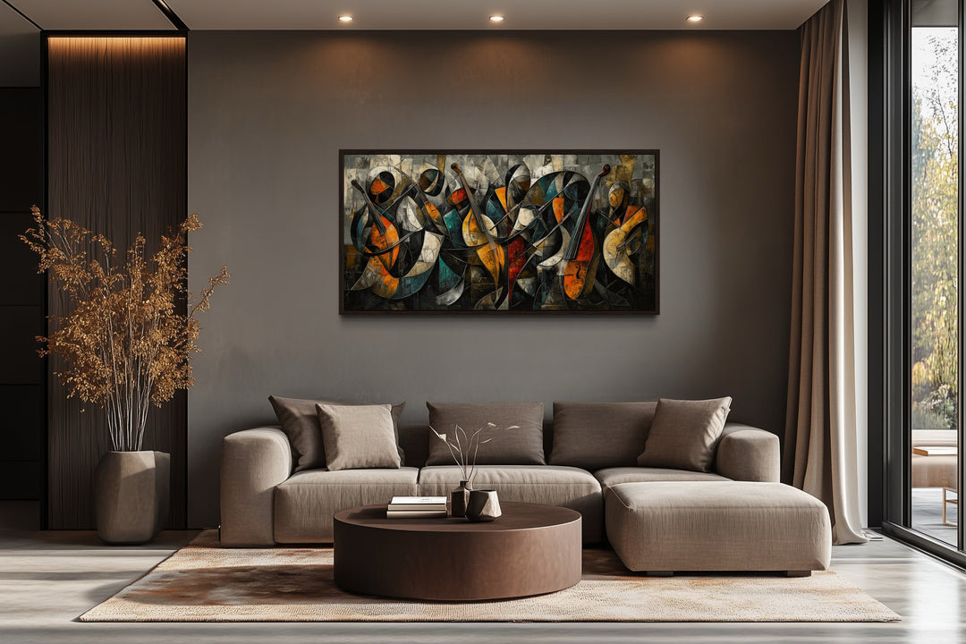 Colorful Jazz Band Abstract Painting Music Canvas Wall Art