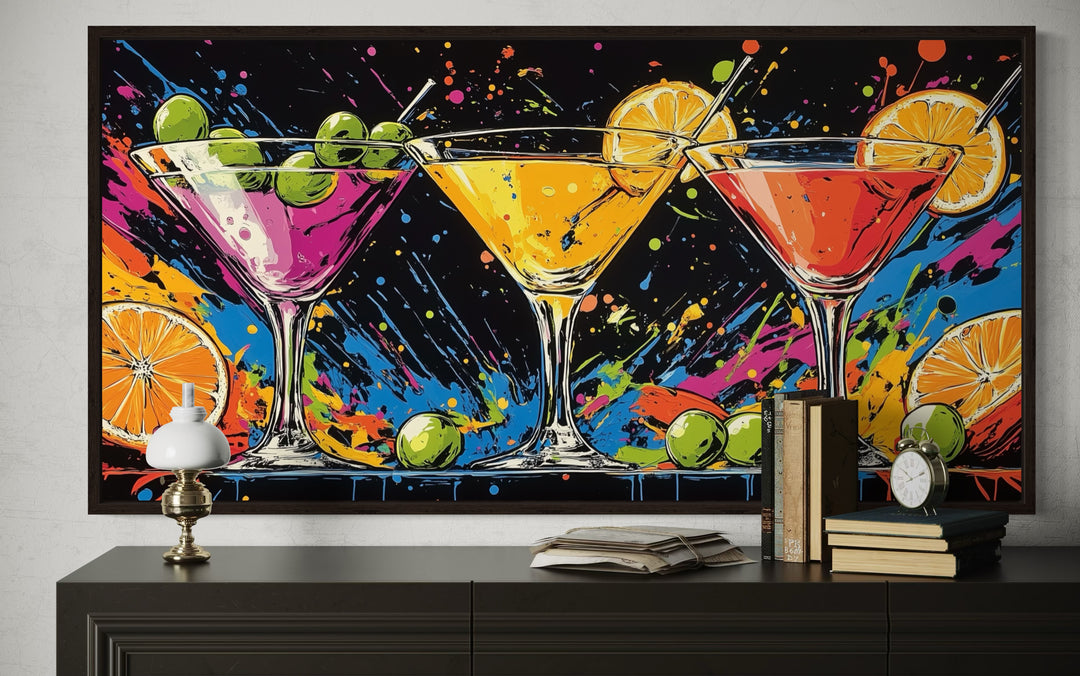 Colorful Martini Glasses Pop Art Bar Or Dining Room Wall Art