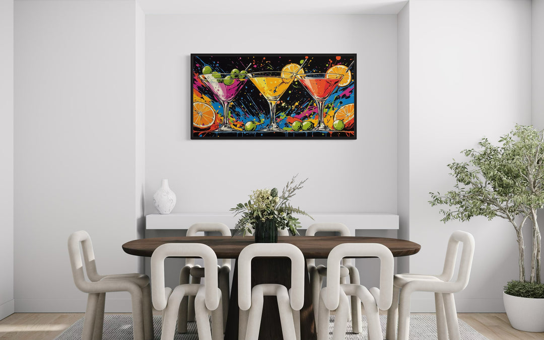 Colorful Martini Glasses Pop Art Bar Or Dining Room Wall Art