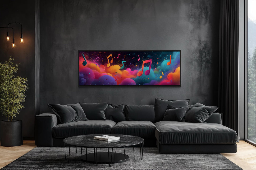 Colorful Music Notes Long Horizontal Canvas Wall Art