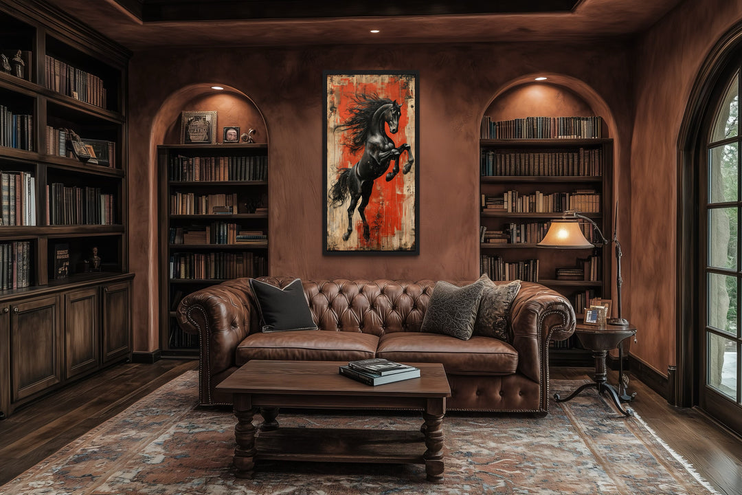 Colorful Rearing Horse Graffiti Framed Canvas Wall Art