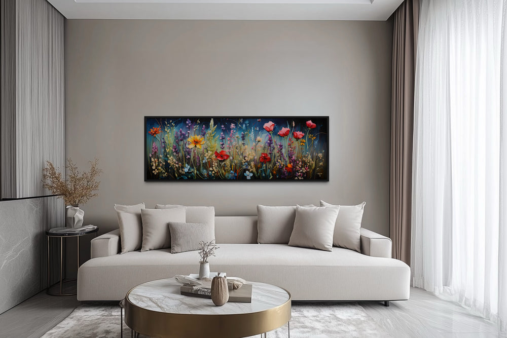 Colorful Spring Wildflowers Field Long Horizontal Wall Art