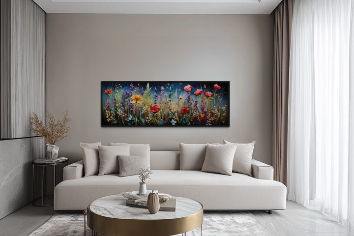Colorful Spring Wildflowers Field Long Horizontal Wall Art