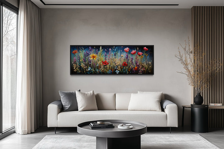 Colorful Spring Wildflowers Field Long Horizontal Wall Art