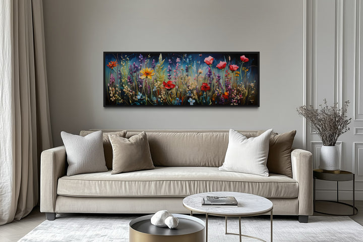 Colorful Spring Wildflowers Field Long Horizontal Wall Art