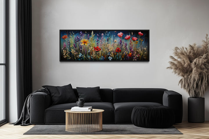 Colorful Spring Wildflowers Field Long Horizontal Wall Art