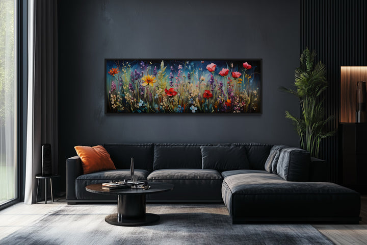 Colorful Spring Wildflowers Field Long Horizontal Wall Art