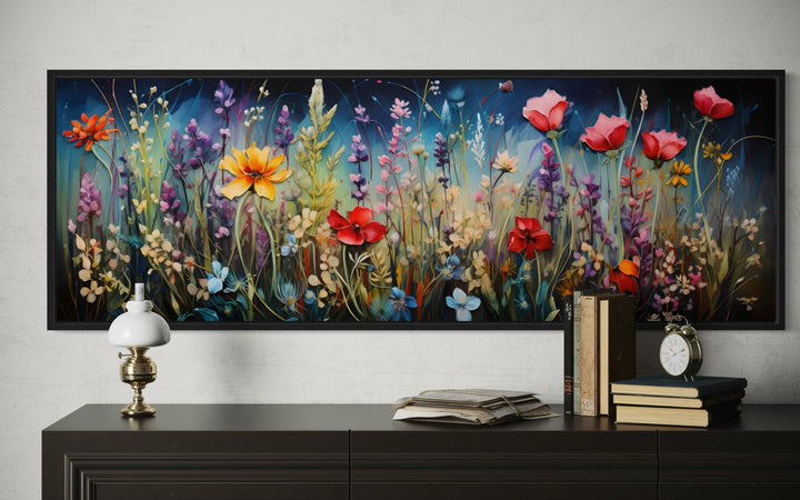 Colorful Spring Wildflowers Field Long Horizontal Wall Art