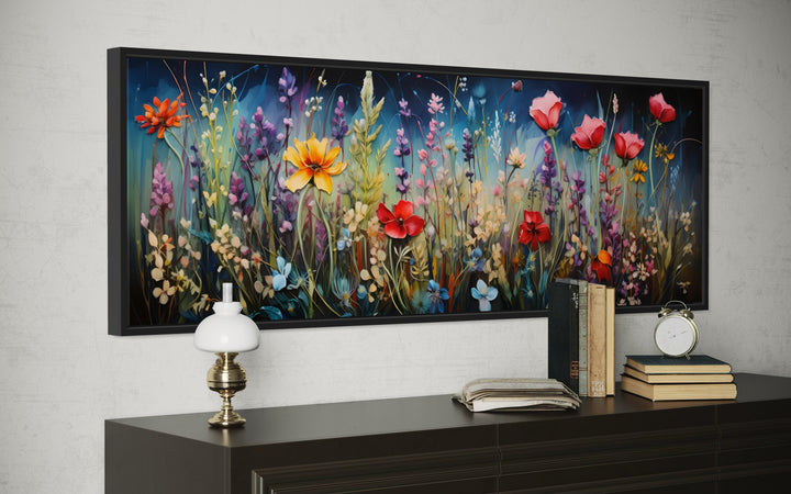 Colorful Spring Wildflowers Field Long Horizontal Wall Art